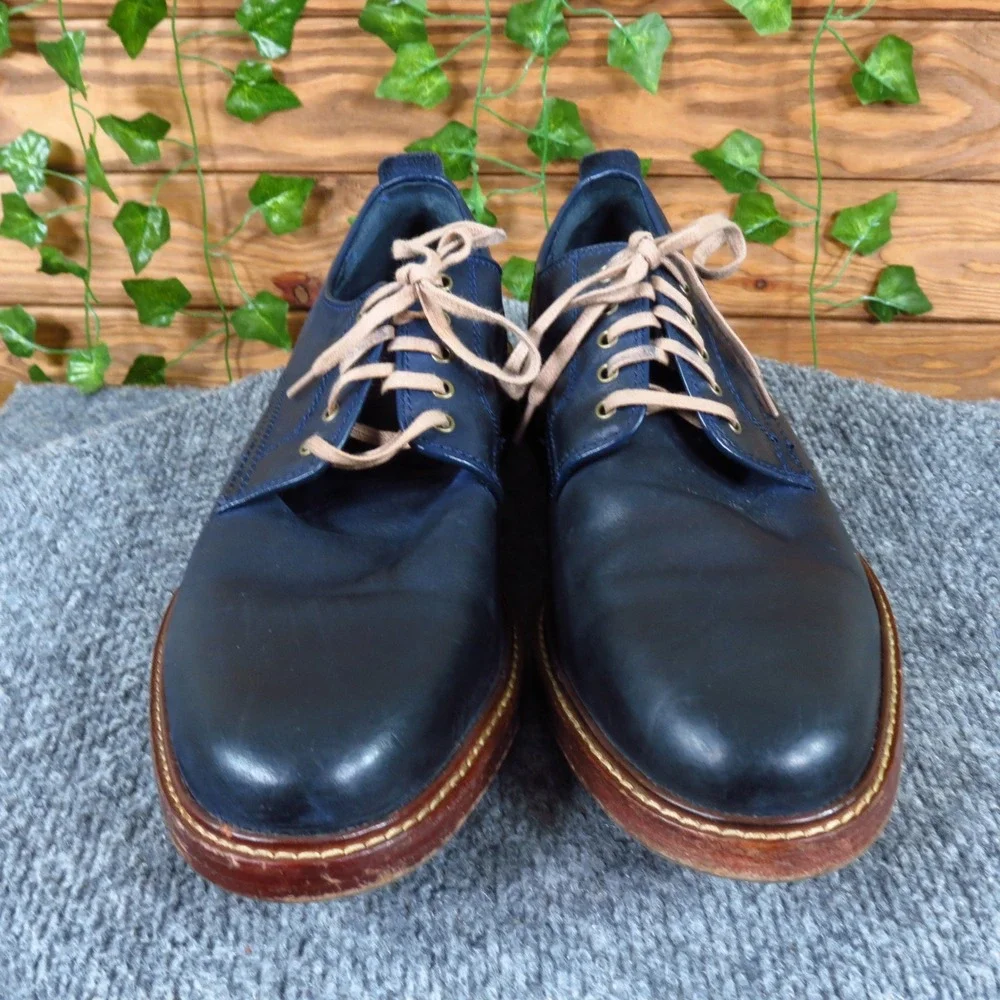 Cole Haan Tyler Grand Mens Plain Toe Derby Size 9.5 Business Casual Navy Leather